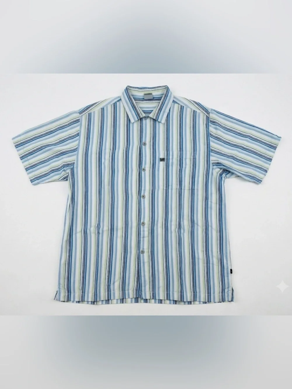 The North Face A5 Series Shirt Men's L Striped Short Sleeve Button Down Blue